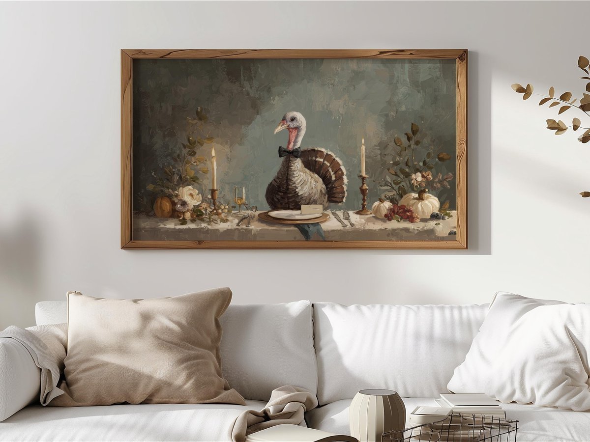 Cottagecore Autumn Turkey — Samsung Frame TV art preview