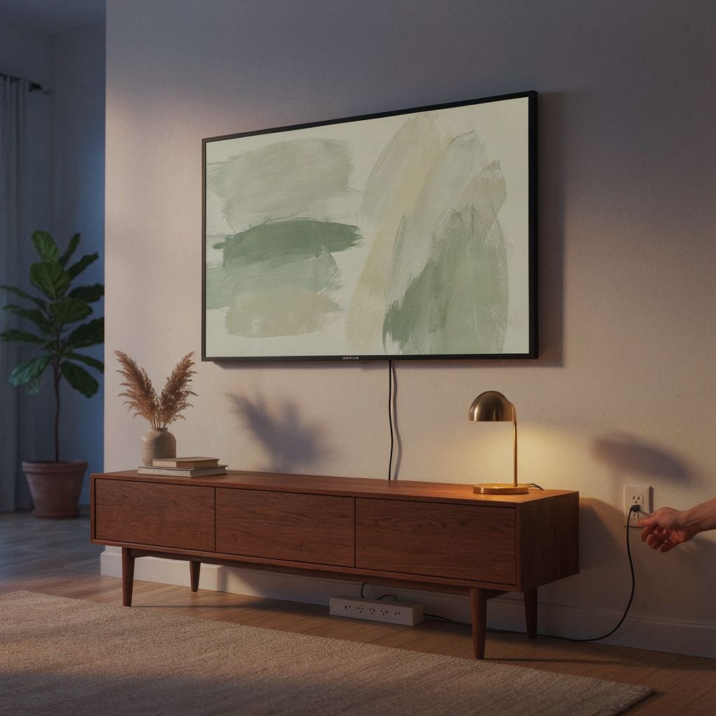 Checking the power cord and outlet for a wall-mounted Samsung Frame TV